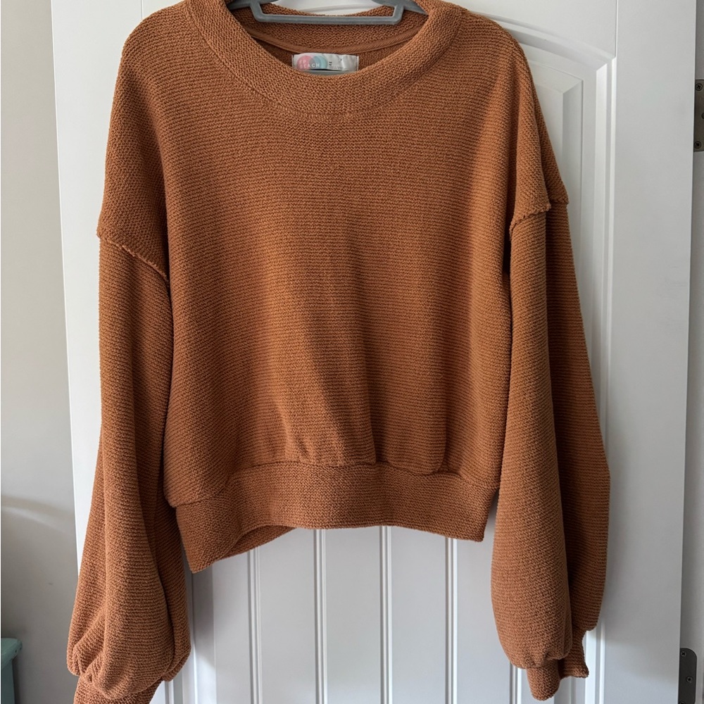 Free People Beach Balloon Sleeve  Oversized Crewneck Sweater Size M